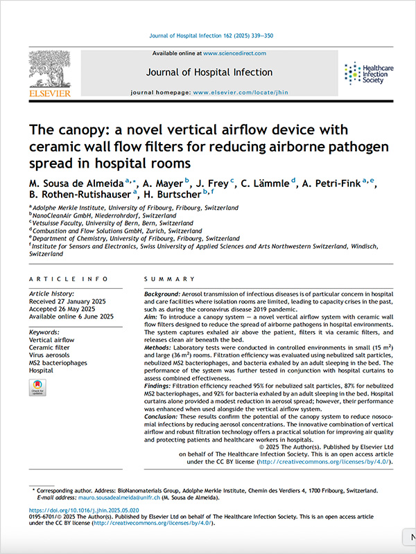 The canopy: a novel vertical airflow device with ceramic wall flow filters for reducing airborne pathogen spread in hospital rooms