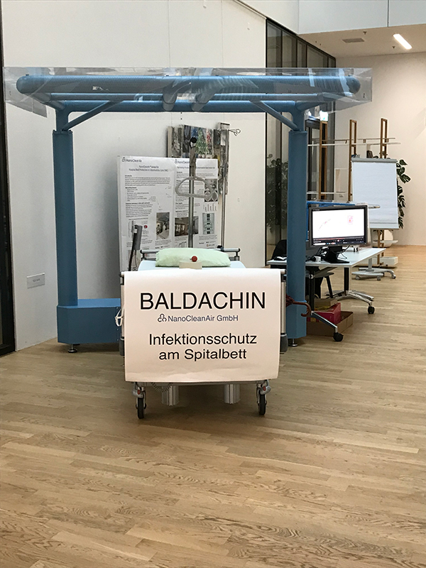 Baldachin, highly effective protection against infection at the hospital bedside